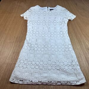 Lulus White Crochet Lace Dress Small Bridal Shower Graduation Mini